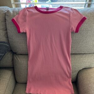 Sz 10/12 Old Navy Pink Ribbed Dress with Pink Trim